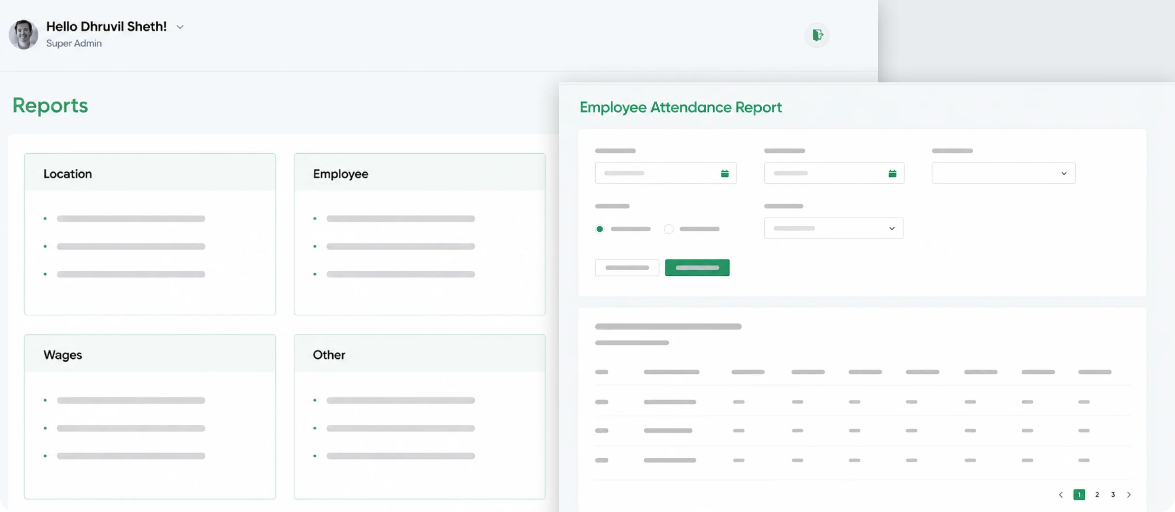 The reporting dashboard — orders, wages and production summaries charted for leadership across locations.