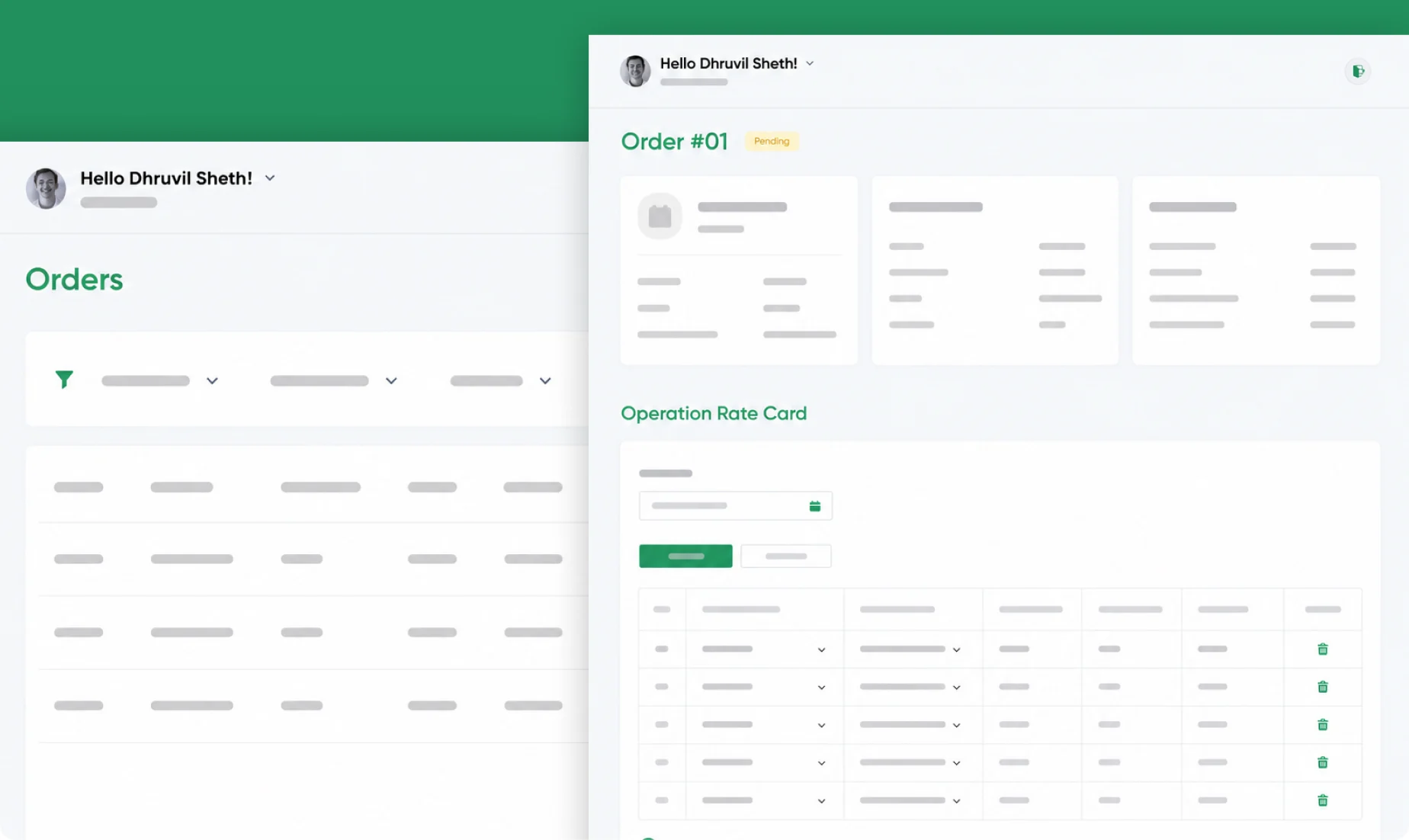 Employee work entries mapped to order tasks — individual contribution linked to production progress.